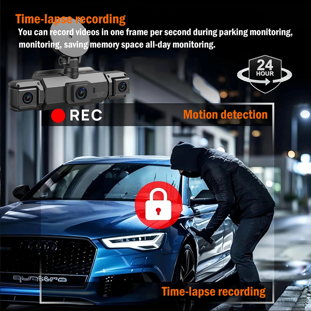 Car 4Ch Dash cam 360° WIFI Video Recorder Car DVR Recording Camera 1080P Front left right Rear Black Box 24H Parking Auto Parts